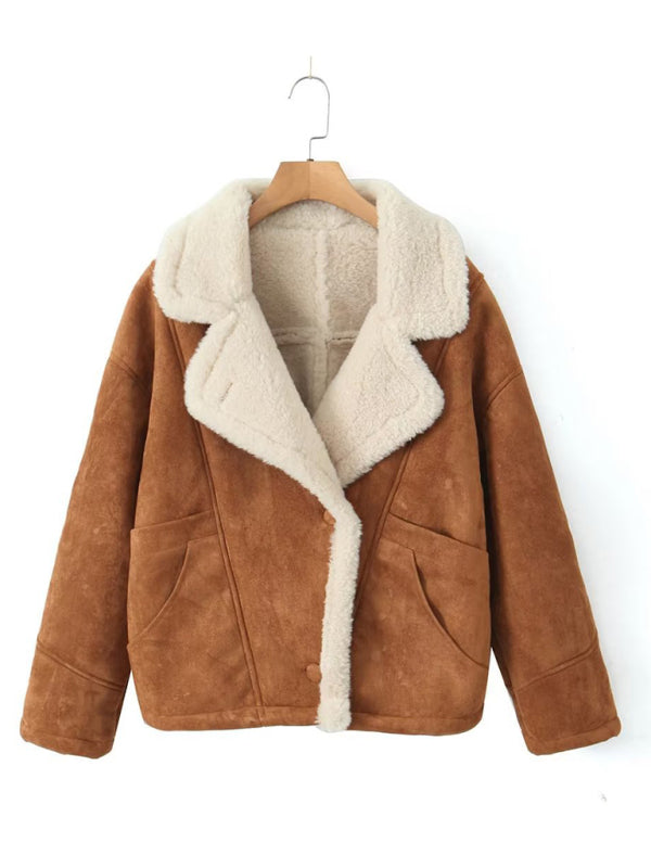 Women's New Retro Casual Lamb Wool Jacket