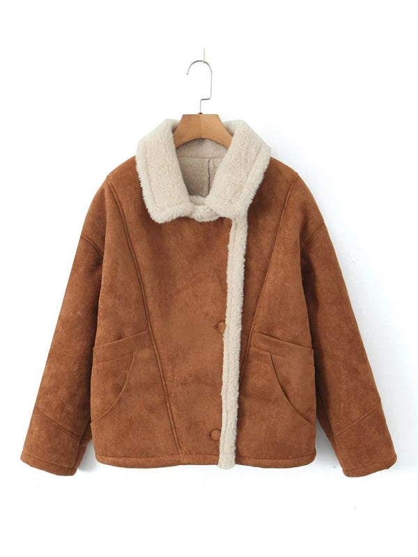 Women's New Retro Casual Lamb Wool Jacket